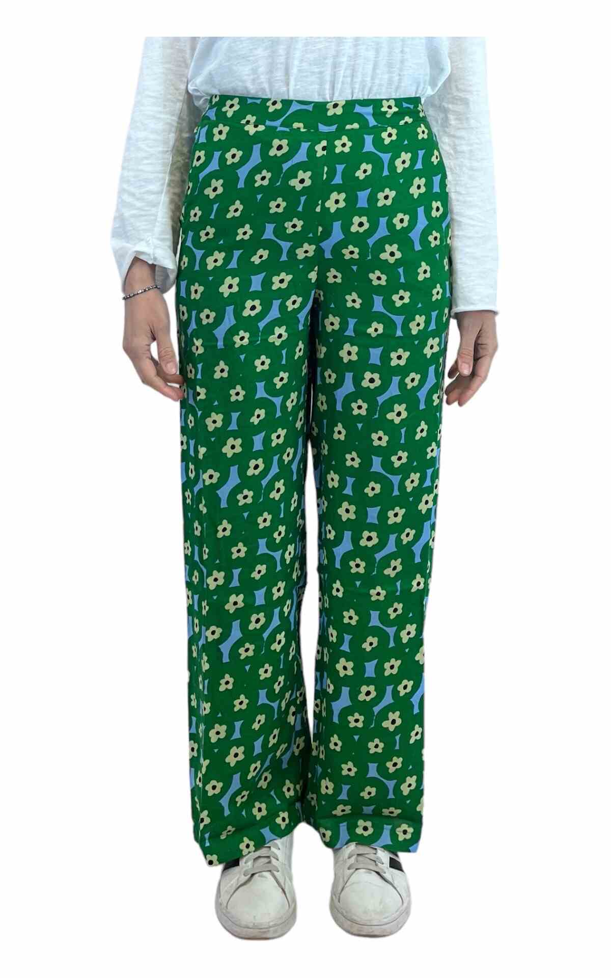 pantalone fantasia floreale verde Compañia Fantastica