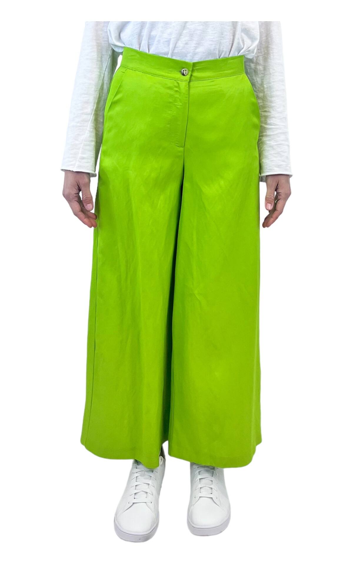 Pantalone tinta unita cropped verde Susan Di