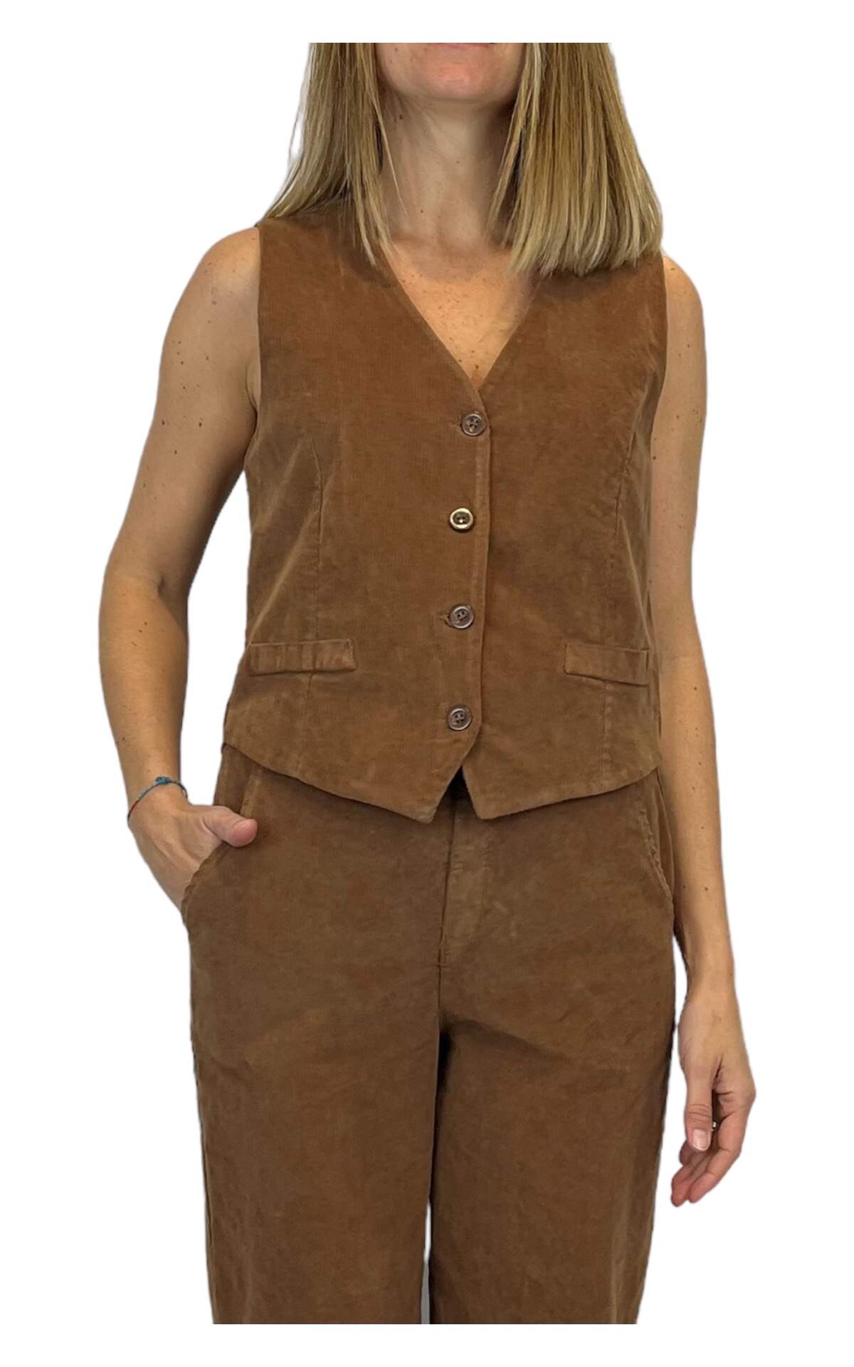 Off- On - gilet in velluto - camel