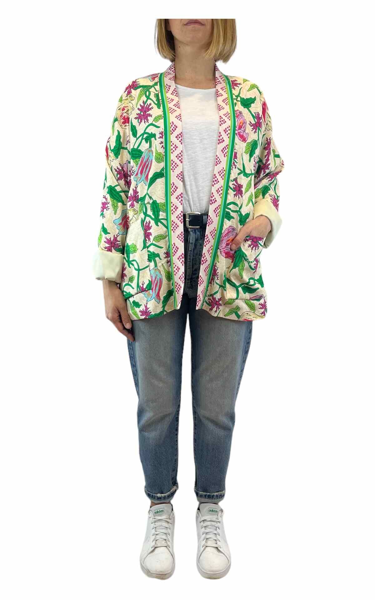 Wu’Side – Kimono corto fantasia – verde/rosa