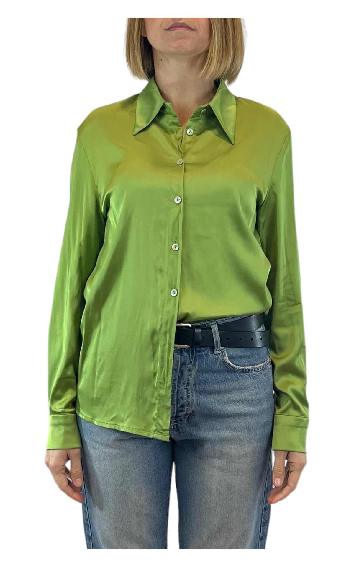 Wu Side - Camicia tinta unita - verde