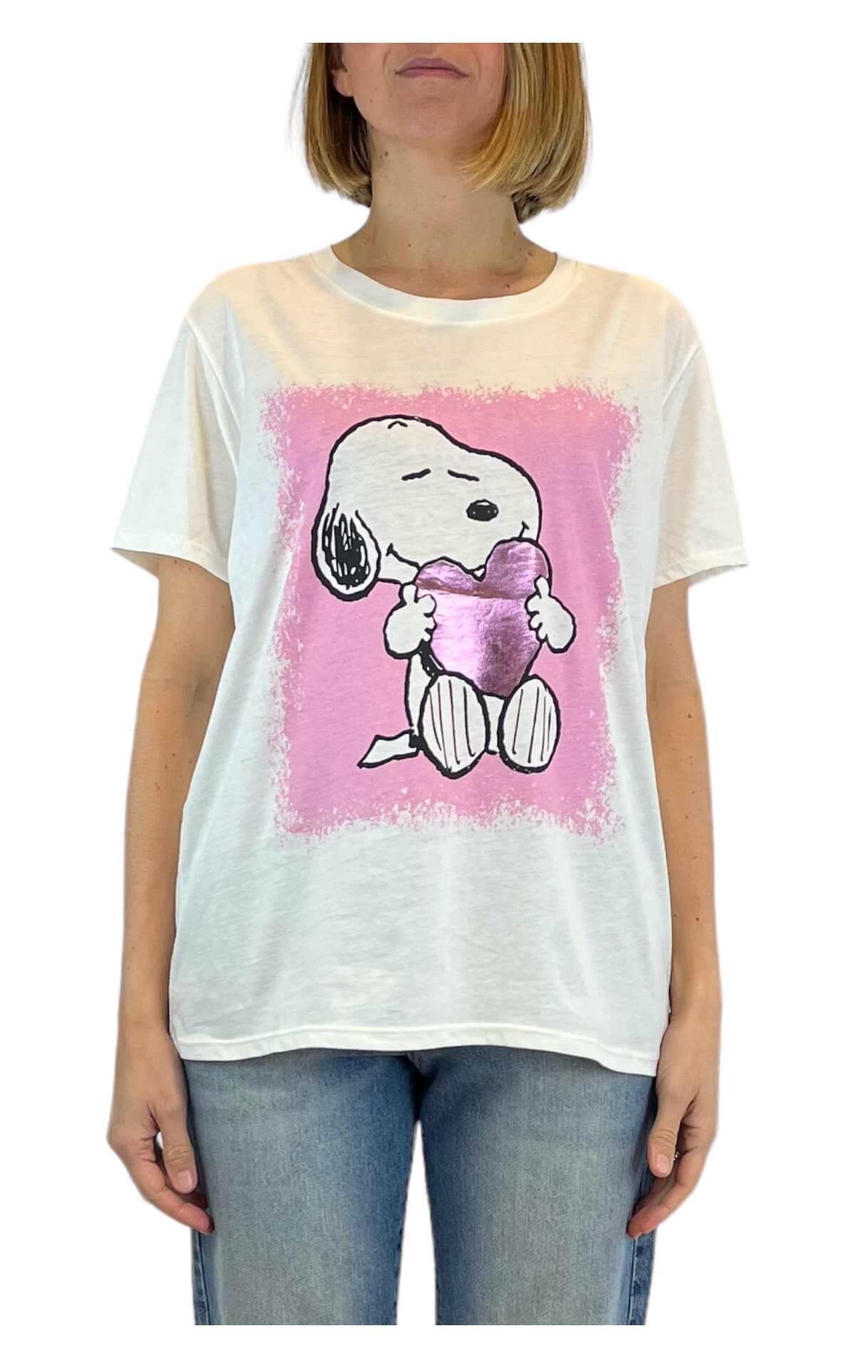 Off-on - T-shirt stampa snoopy - rosa
