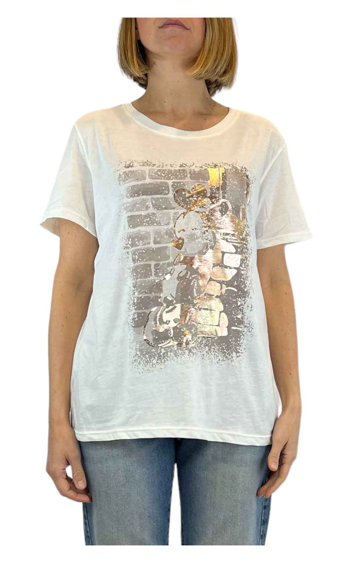 Off-on - T-shirt stampa topolino - oro